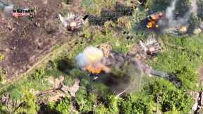 BRUTAL ATTACK!! Ukrainian Drone Blows up 35 Russian tanks & hundreds of Russian soldiers in Kherson