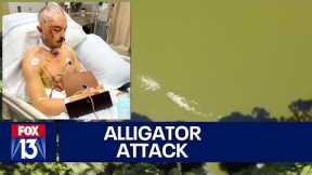 Drone video shows alligator attacking Florida man swimming in lake