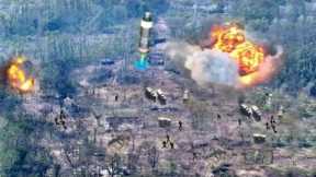 All-out Attack!! Ukrainian drones Battle brutally destroy russian forces in front line
