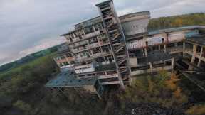 Drone racing footage of abandoned coal factory