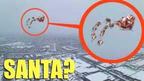 Drone catches Santa Claus FLYING in his sleigh on Christmas Eve (almost hits drone)