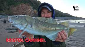 UK Beach Fishing, The Bristol Channel, Cod Fishing With Wayne Hand 4K Drone Footage