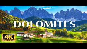 FLYING OVER DOLOMITES 4K Video UHD - Calming Music With Amazing Beautiful Nature For Stress Relief