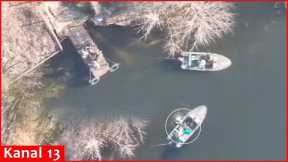 Drone targets Russians who were carrying wounded by boat -they tried to escape by jumping into water