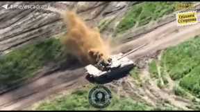 Ukraine war footage, Ukrainian Cheap FPV drone destroys a Russian T 80 Tank,