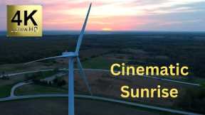 Mesmerizing Sunrise of Wind Turbines from a Drone's view!