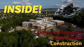 Drone Flight INSIDE Doherty Memorial High School Construction in Worcester, MA