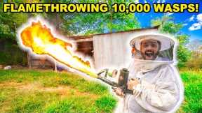 FLAMETHROWING 10,000 Angry HORNETS in My BACKYARD!!! (Bad Idea...)