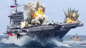 Scary Action! US High Precision Tanks destroy Russia's only aircraft carrier in the Black Sea