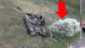 Ukrainian Improvised Weapon Crushes Gigantic Russian Tank - Captured on Camera