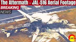 BREAKING: Daylight Aerial Views Of JAL- 516 And Coastguard Aircraft  January 2, 2024 Crash