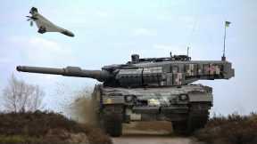 Russian Kamikaze Drone Destroys Ukrainian Leopard Tank: Destruction Footage!!